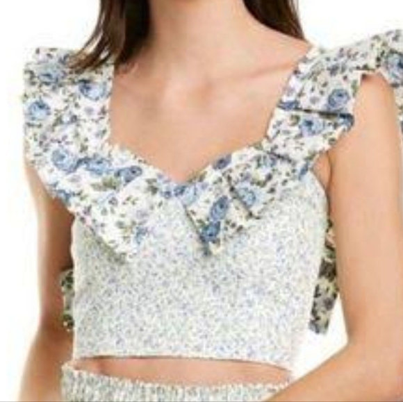 Petersyn Sybil Cropped Floral Smocked Top Size L NWOT - Picture 4 of 11